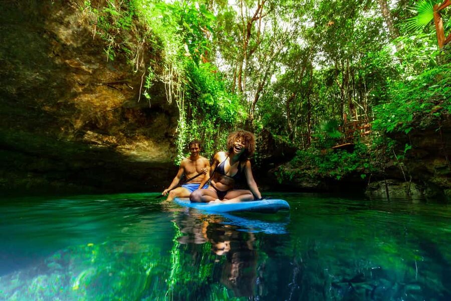 Cancún: Cenotes Adventure with Tequila Tasting & Mayan Snack - The jump platform and easy zipline