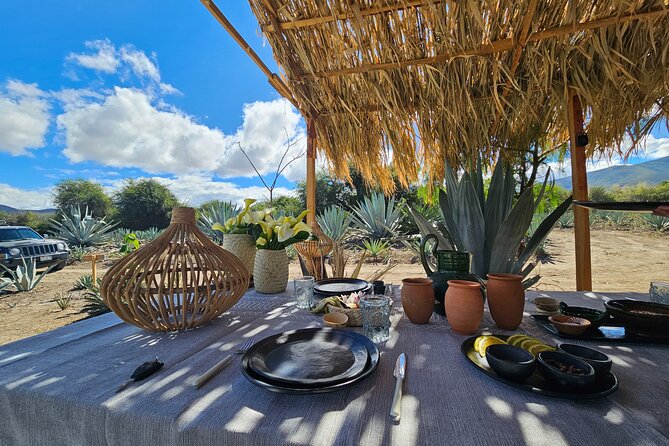 Danzantes Premium Mezcal, Hierve el Agua, Textiles & Lunch - Textiles, looms, and metate chocolate